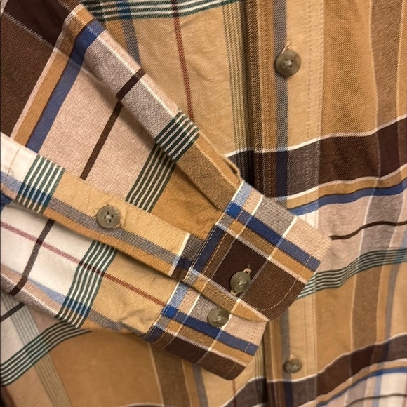 Tan and Brown Casual Button Down Shirt with Plaid Design #37 - Picture 3 of 11